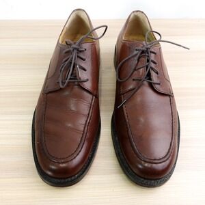 Mens Leather Derby Shoes 7.5 M BASS CO Eric Dark Brown Oxford Dressy Moc Lace